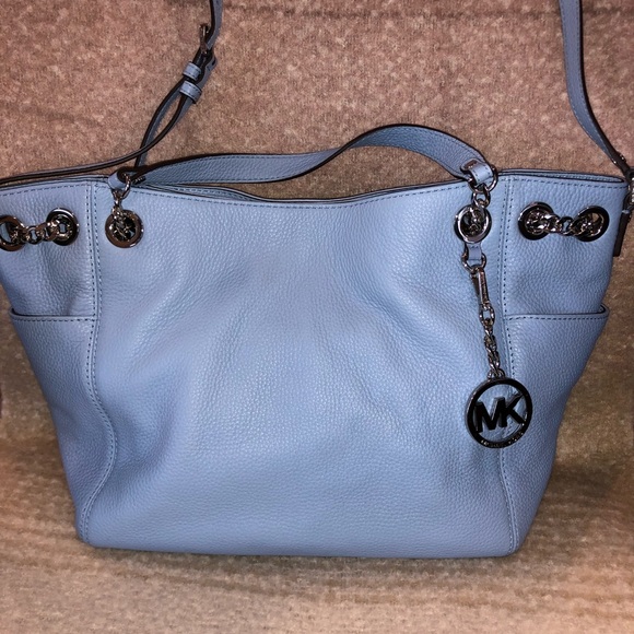 Michael Kors Handbags - Michael Kors Jet Set Chain Leather Handbag Blue